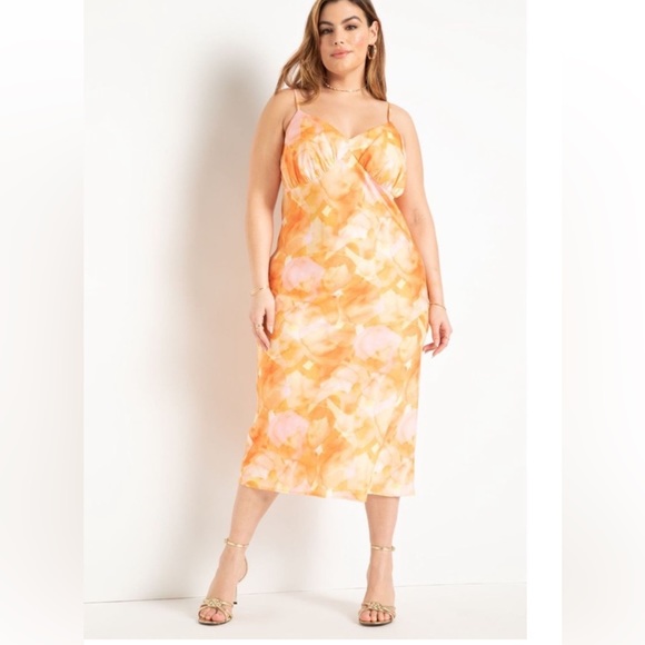 Eloquii Dresses & Skirts - Eloquii Orange and Pink Midi Dress